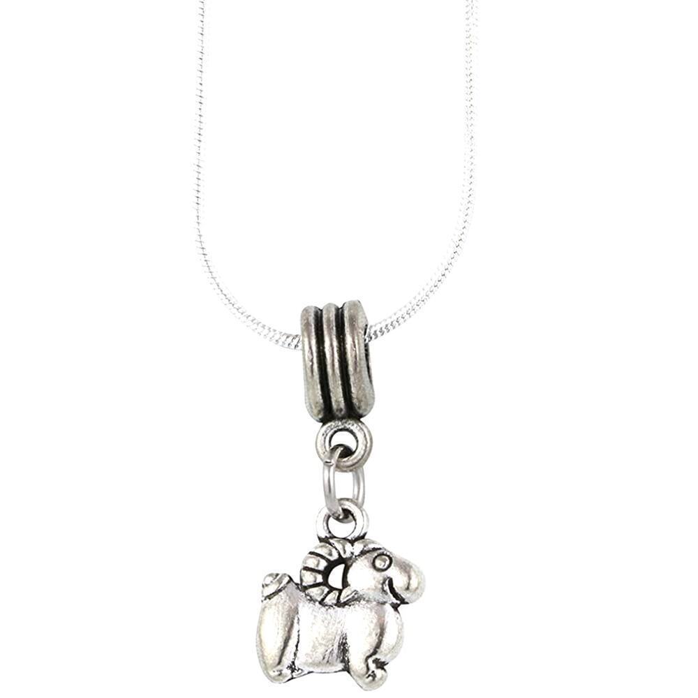 Ram Mountain Goat Cartoonish Charm Snake Chain Necklace 25$